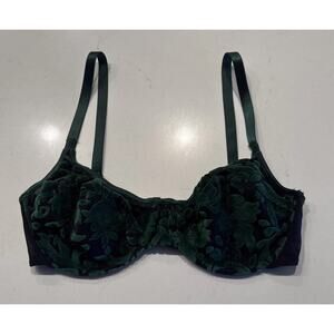 Victoria’s Secret Bra Women’s Size 36C Vintage Green Black‎ Velvet Underwire VTG